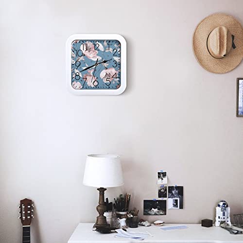 Pendule murale silencieuse fleur de pêcher 26x26cm pour décoration de bureau - 7