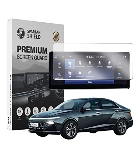 Image of Spartan Shield TouchScreen Protector For HYUNDAI VERNA 2023 SX(O) Infotainment System (10.25 inch Inch) & Digital Instrument Cluster Guard GPS System [Not Tempered Glass] (10.25 Inch [Pack of 1])