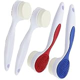 com-four® 2X Cepillo de Limpieza Facial de Doble Cara - Cepillo Facial para Hombres y Mujeres - Cepillo Exfoliante Manual para Limpieza Facial (Esponja - 2 Piezas)