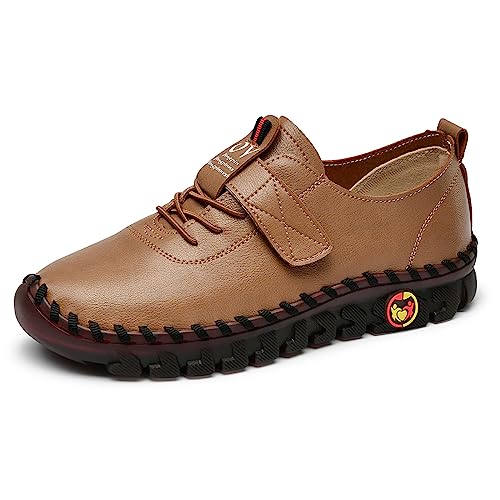 Image of Women's Tendon Soft Sole Casual Orthopedic Shoes Fashion HandSewing Leather Non-Slip Flat Loafers Low-top Outdoor Comfy Breathable Walk Mam Nurse Shoes