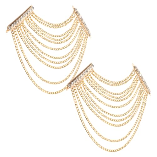 Abaodam Charreteras Borlas de Cadena Vintage Hechas a Mano, Broche para Hombro Flecos y Gemas de Imitación, Accesorio para Fiesta, Boda y Look Retro (1 Par)