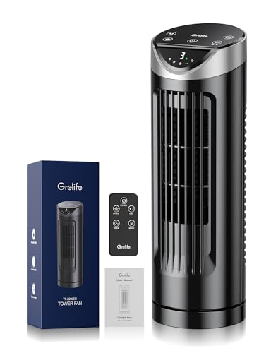 Heater Turmventilator, 80 ° oszillierender Ventilator mit Fernbedienung, 33 cm...