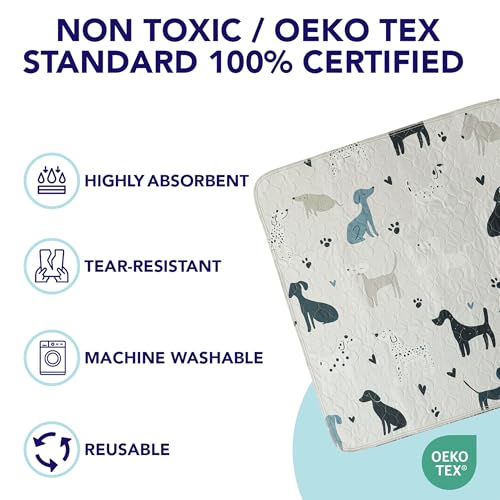 Image of PUPIBOO Washable Pee Pads for Dogs and Cats - Super Absorbent Reusable Puppy Training Pads - 100% Waterproof, Leak-Proof & Non-Slip Whelping Pads for Pet Housebreaking