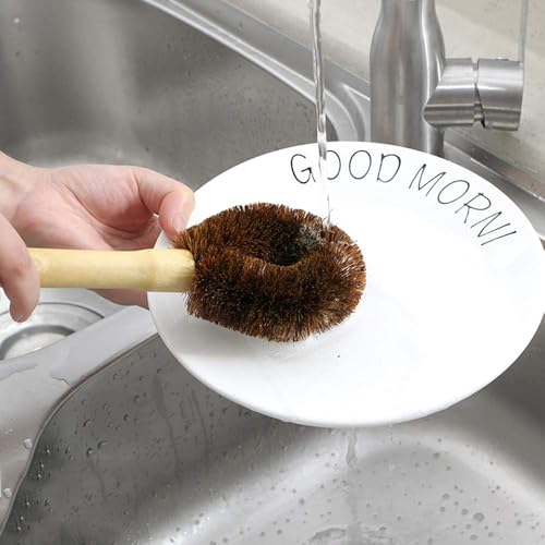 Image of 4 PCS Coconut Coir Dish Brush Household Cleaning