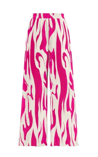 Image of PRETTYGARDEN Womens Pants Dressy Casual Wide Leg Graphic Print Lounge Pants Women Comfy High Waist Pleated Palazzo Pants