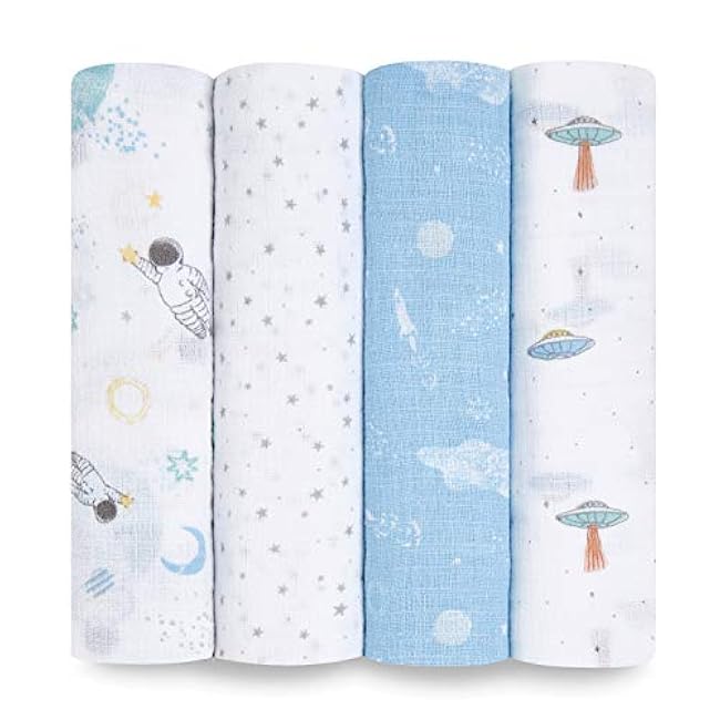 aden + anais Essentials Disney Muslin Swaddle Blankets for Baby Girls and Boys, Newborn Receiving Blanket for Swaddling, 100% Cotton Baby Swaddle Wrap, 4 Pack, Winnie + Friends
