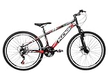 Bicicleta Aro 26 KOG Flay 18v Disco Freeride Full X25 Tipo Viking Garfo de Suspensão,Preto Vermelho