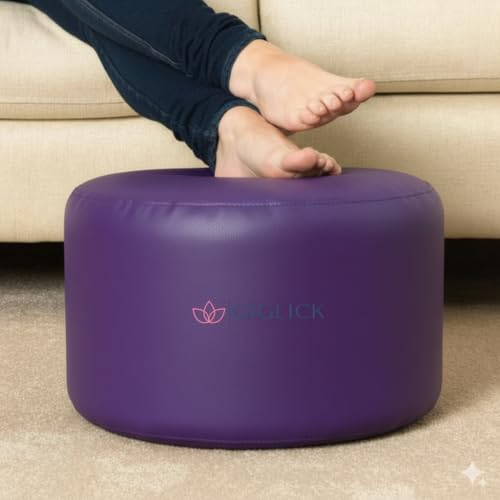 Image of 4XL Bean Bag Cover with Foot Stool & Cushion Cover | Premium PVC Leatherette | Double Stitched | 6 Months Warranty (Beans Required) Color- (Purple)