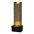 Warm Garden Indoor/Outdoor Water Fountain with LED Lights – Vintage Rock Design and Relaxing Waterfall Feature for Home, Garden, or Office (Straight Slate Stone)