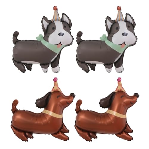 SGSCFG 4 Pezzi di Balli per Cani, Palloncini di Compleanno dei Cartoni Animati, Palloncini di Animali Dolci, Decorazioni per Feste per Animali Domestici.