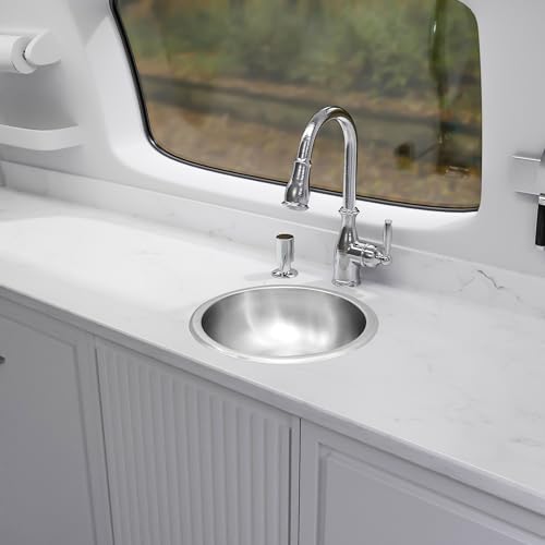 Image of RV Kitchen Sink,13 inch x 13 inch Stainless Steel Bar Sink,13 Inch Small Kitchen Sinks with Oval Features for Bathroom,Outdoor,RV and Bar, Included with Kitchen Sinks Drain Assembly