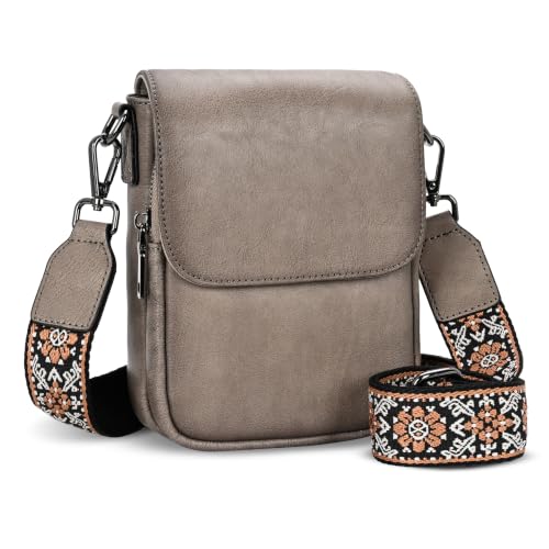 Image of HESHE Small Leather Crossbody Bag for Women RFID Phone Purse with Card Slot