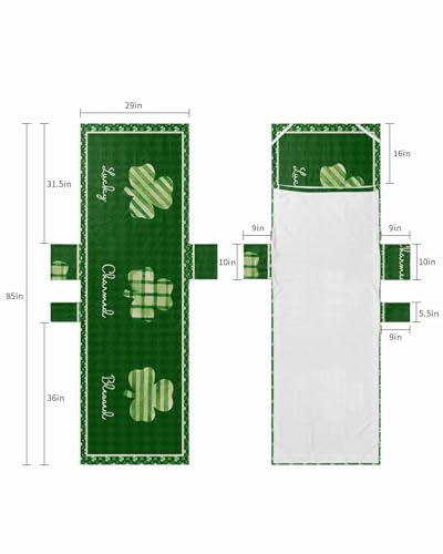 St. Patrick's Day Beach Lounge Chair Towel Cover, Soft Chaise Lounge Towel with Side Pockets Patio Pool Chairs Cover for Beach/Pool Sunbathing 29x85 Lucky Clover Green Plaid