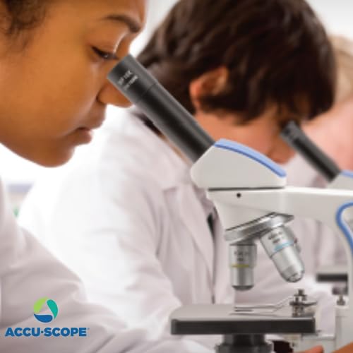Image of Accu-Scope Compound Microscope EXM-150 - Monocular Head, 40-400X Magnification, Disc Diaphragm, Cordless LED Illumination - Student Proof Biological Microscope for School Laboratory & Home