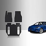 ToughPRO Floor Mats Set 1st + 2nd + 3rd Row Compatible with Tesla Model X (6 Seater Without 2nd Row Seat Middle Console) - All Weather - Heavy Duty - (Made in USA) - Black Rubber - 2017, 2018, 2019