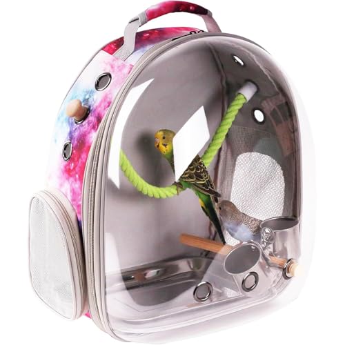Gaiola de transporte de pássaros, cápsula espacial, mochila transparente para carregar e transportar