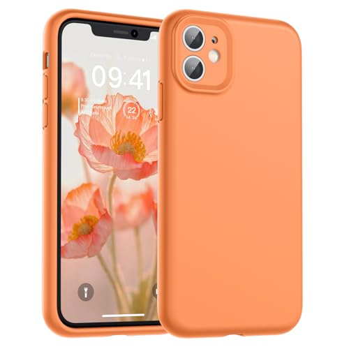 SUPFINE Designed for iPhone 11 Case,Premium Liquid Silicone with [Soft Anti-Scratch Microfiber Lining][Upgraded Camera Protection] Slim Shockproof Protective Phone Case for Men Women Girls,Orange