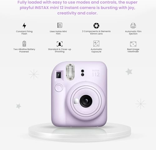 Fujifilm Câmera instantânea Instant Mini 12 + pacote de acessórios BluebirdSales e capa personalizad