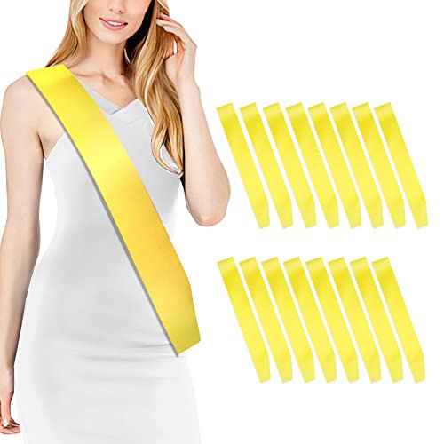 16 Pcs Sash Blank Satin Sash Yellow Gold Sash Party, Bride To Be Sash, Plain Sash, Diy Sash Sashes For Pageants, Birthday, Party, Graduation, Hen Party, Homecoming, Wedding, Make Your Own Sash