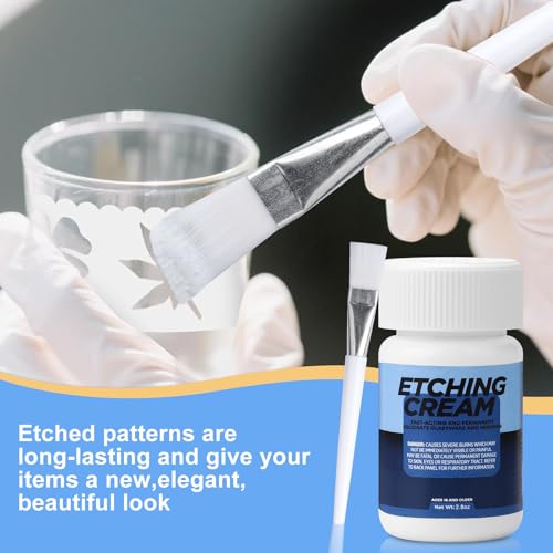 Samamoca Ätzpaste Für Glas,Glass Etching Paste,Ätzpaste Für Glas Farbig Für DIY Kreationen, Milchglastüren Und Fenster, Kunstwerke, Lampenschirme, Weingläser, Spiegel Usw 80G