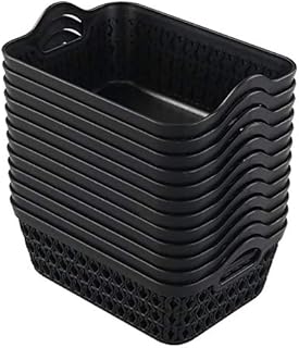 Dehouse Set of 12 Mini Plastic Storage Basket Tray, Black
