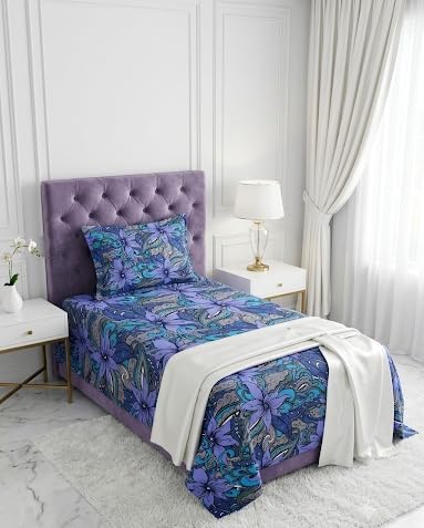 Image of Bombay Dyeing Epigram Printed Single Bed 100% Cotton Bedsheet Collection - (224X150) (H. Blue)