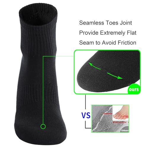 Image of Womens Anti Odor Seamless Breathable Moisture Wicking Cotton Ankle /Crew Running Hiking Dress Socks,Size 6-10