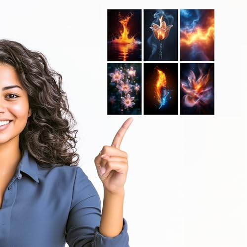 Image of SiddArtify Abstract Fire and Ice Wall Art Poster Print Set - Modern Home Decor for Living Room Office Bedroom - Set of 2-4x6 Inch - Board (Pack of 6) - Sticker (Pack of 6)