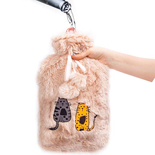 Kruik, BiggDesign Cats, Warmwaterkruik, Warmwater Kruik met Hoes, Super zachte luxe Pluche… (Beige Cats) - Image 6