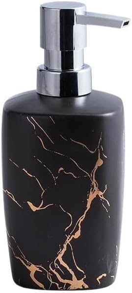 Kitchen Soap Dispenser Ceramic Marble Hand Soap Dispenser Bottle Shower Gel Shampoo Dispenser Hotel Club Bed and Breakfast Press Bottle Bathroom Soap Dispenser(Black)