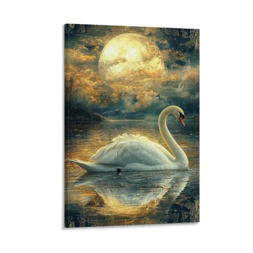 Toile cygne decoration murale pour sublimer la chambre a coucher