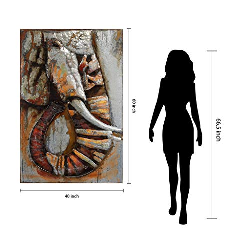 Empire Art Direct Elephant Mixed Media Iron Hand Painted Dimensional Wall Art, 60" x 40" x 2.8", Ready to Hang - Image 9