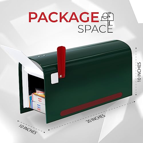 Mailbox Duraline Extra Large Mailbox - Extra Large Mailboxes For Outside With Stainless Steel Hinges - Mailbox Extra Large Capacity, Ultra-Durable Mailbox, Vandalproof Thick Puck Board Plastic, Green #TOP1