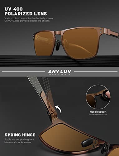 Image of ANYLUV Mens Sunglasses Polarized Upgraded Carbon Fiber Temple Sun Glasses Fashion Driving with UV Protection