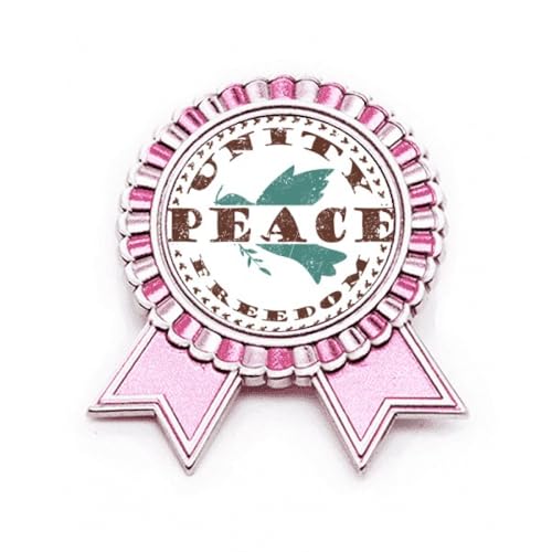 Broche symbole de paix en métal rose avec finition branche d'olivier raffinée