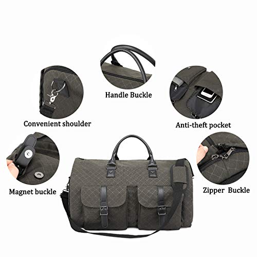 RUIMA Carry on Travel Duffel Garment Bags 2 in 1 Convertible Foldable Shoulder Strap Handing Waterproof Suit Luggage Carrier Oxford for Men- (Olive drab)