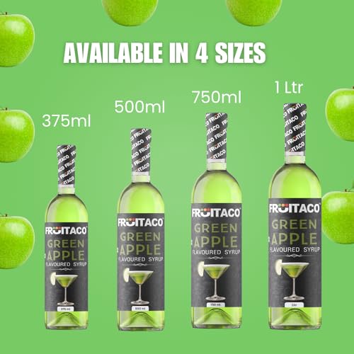 Image of Fruitaco Green Apple Syrup: Perfect Mixer For Enhancing Mocktails & Cocktails, Drinks, And Mojitos At Parties, Syrup Conveniently Packaged In A 750Ml Bottle For All Your Mixing Needs | Non-Alcoholic