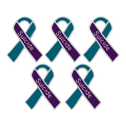 Image of Suicide Awareness and Prevention Pin - Bulk Packs - Variety Pack of Teal & Purple Ribbon Pin Perfect for Support Groups, Gift-Giving and Fundraising