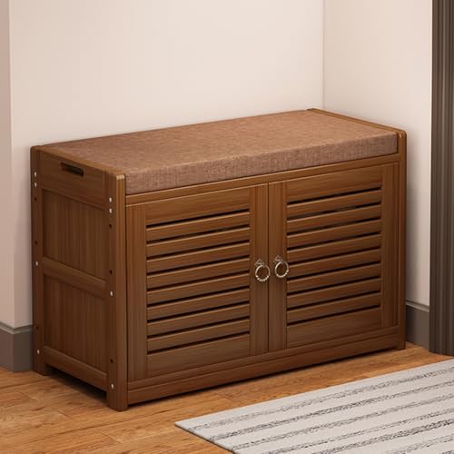 Banc à chaussures d'entrée avec coussin et rangement Grid2door 70 cm