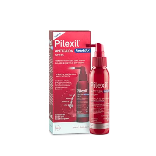 PILEXIL FORTE MAX - Spray Anticaída 120 ml, Tratamiento Uso Tópico para Caída Progresiva del Cabello - Con 4 Complejos, 5 Alfa, Nutricional, Antioxidante y Revitalizante - Para Hombres y Mujeres