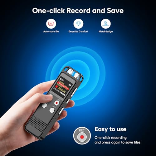 128GB Digital Voice Recorder with 9800 Hours Recording Capacity - Elasound Audio Noise Reduction, Sound Tape Recorder with Playback, Clip-on Mic Dictaphone for Meeting, Lecture (Black)