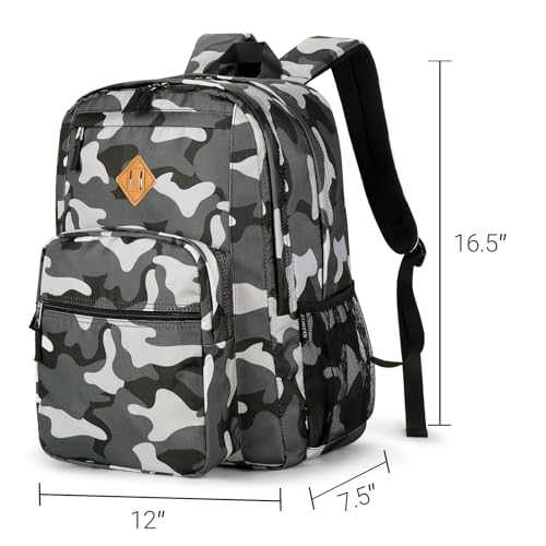 Image of ZORFIN 26L Backpack for College, and Travel: Water Resistant Bookbag - Camo Black