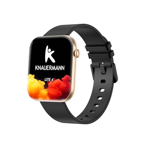 Knauermann Lite 4 Square Gold montre connectée avec bracelet en silicone noir et pack premium