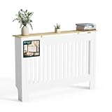 VOUNOT® Copritermosifone Moderno Doghe Verticali 111×19×82 cm Bianco Rovere