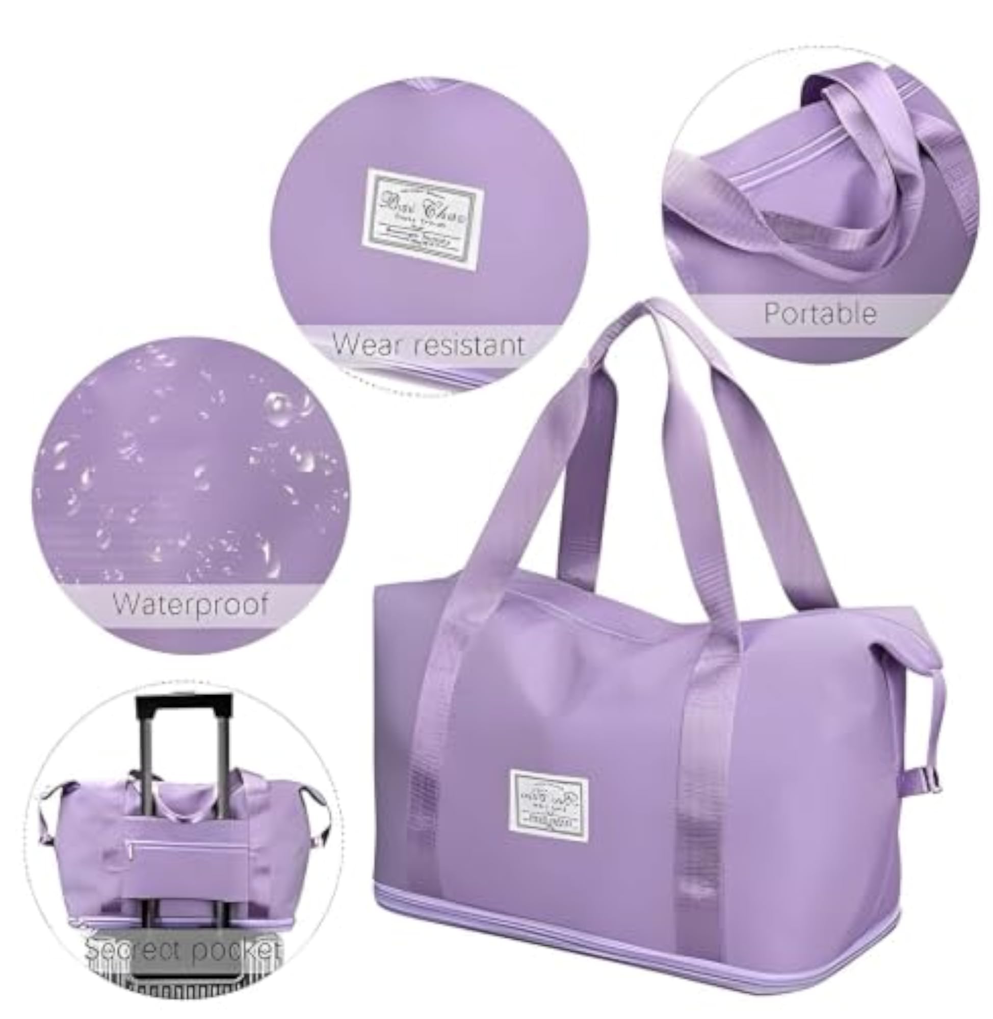 Women's Lightweight Nylon Travel Duffel Bag, Waterproof