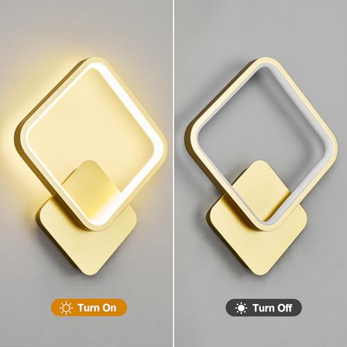 Image of LMQNINE LED Wall Sconces Set of Two Modern Wall Sconce Gold Wall Light 4000K 10W Indoor Wall Lighting for Bedroom Living Room Hallway (2-Pack