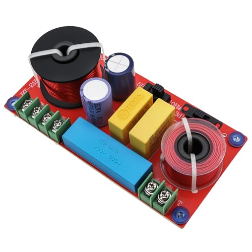 DriSentri 2 Way Crossover for Speaker, 150W Adjustable 4-8 Ohm 2 Way High-Low Frequency Divider for Bookshelf Speakers and Audio Modifications, HiFi Speaker Crossover