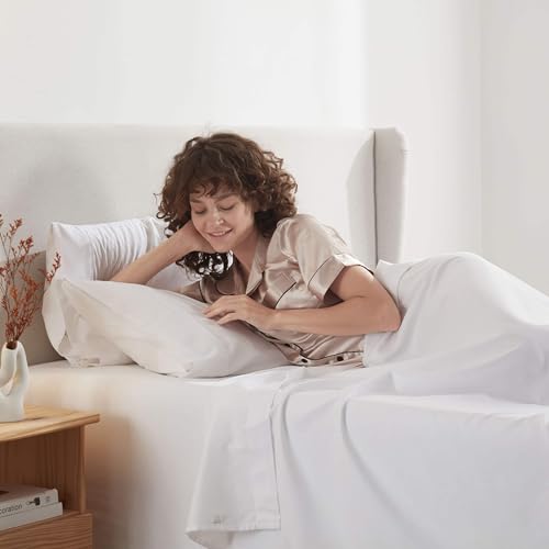 Image of Nestl Twin Bed Sheet Set - White - 3-Piece Deep Pocket | Instantly Soft, Night-One Ready (No Wash Required). Fits 16-Inch Deep Pockets, 360-Degree Elastic Grip