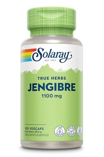 Jengibre – 100 cápsulas veganas – Suplemento de jengibre de alta resistencia, no tabletas ni chupitos, raíz de Zingiber Officinale, sin OMG y verificado en laboratorio Solaray
