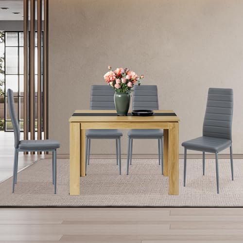 Table à Manger Scandinave 110x70 Chêne/Noir FURNITABLE